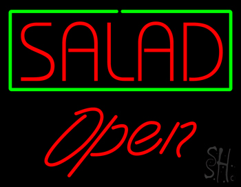 Red Salad Green Border Open LED Neon Sign