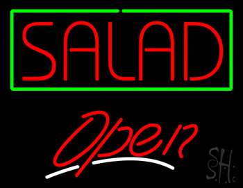Red Salad with Green Border Open White Line LED Neon Sign