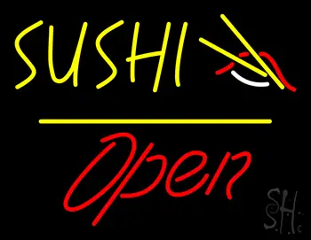 Sushi Open Yellow Line LED Neon Sign