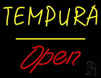Tempura Open Yellow Line LED Neon Sign