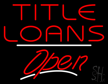 Title Loans Open White Line LED Neon Sign