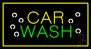 Car Wash Yellow Border Animated LED Neon Sign