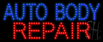 Red and Blue Auto Body Repair Animated LED Sign