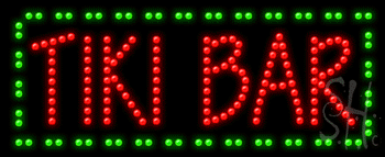 Green Border Tiki Bar Animated LED Sign