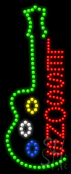 Multi-Color LED Music Lessons Animated Sign