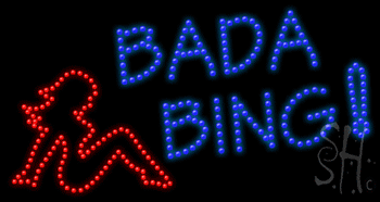 Red and Blue Bada Bing Animated LED Sign