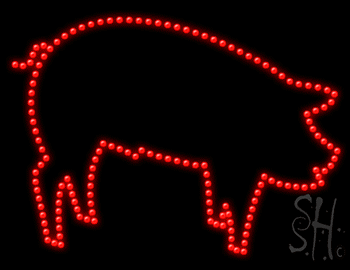 Red BBQ Animated LED Sign
