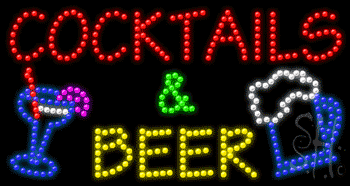 Multi-Color LED Cocktails And Beer Animated Sign