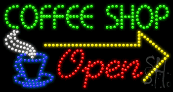 Multi-Color LED Coffee Shop Open Animated Sign