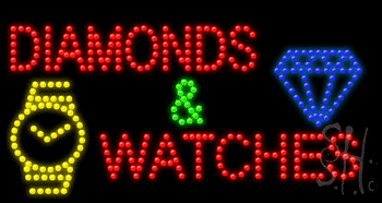 Multi-Color LED Diamonds And Watches Animated Sign