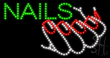 Green Nails Animated LED Sign