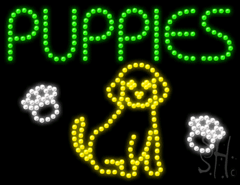 Green Puppies Animated LED Sign