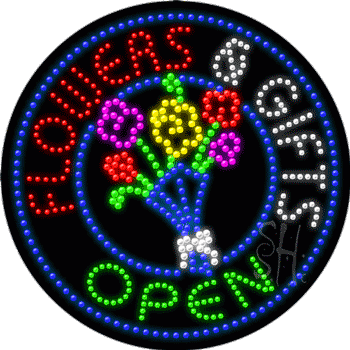 Large LED Flowers And Gifts Open Animated Sign