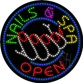 Large LED Nails And Spa Open Animated Sign