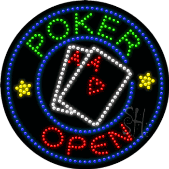 Large LED Poker Open Animated Sign