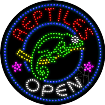 Large LED Reptiles Open Animated Sign