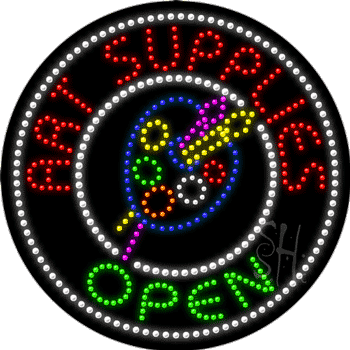 Large LED Art Supplies Open Animated Sign