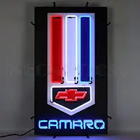 Camaro Red White And Blue Neon Sign With Backing