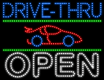 Drive Thru Open Red Car Animated LED Sign