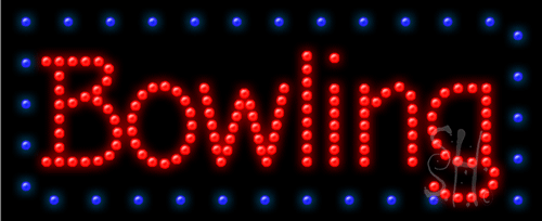 Red and Blue Bowling LED Sign