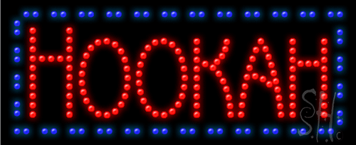 Red and Blue Hookah LED Sign