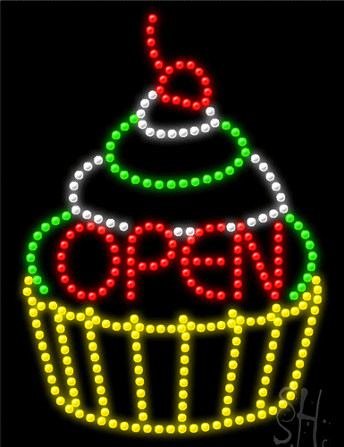 Cupcake Open LED Sign