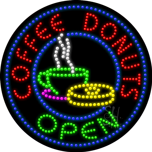 Large LED Coffee Donuts Sign