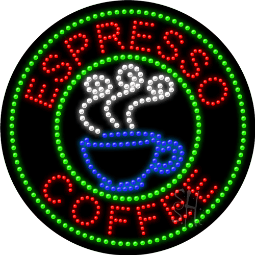 Large LED Espresso Coffee Sign