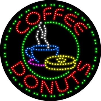 Large LED Coffee Donuts Animated Sign