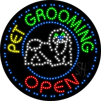 Large LED Pet Grooming Animated Sign