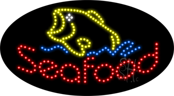 Seafood with Fish Logo Animated LED Sign