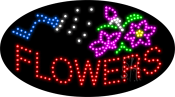 Red Flowers Animated LED Sign