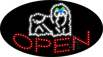 Dog Logo Red Open Animated LED Sign