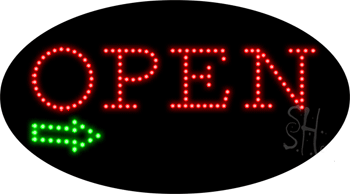 Red Open with Arrow Animated LED Sign