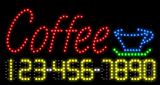 Coffee with Phone Number Animated LED Sign