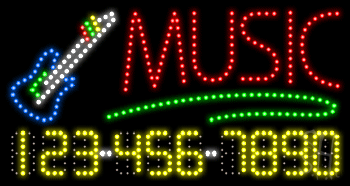Music with Phone Number Animated LED Sign