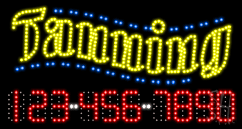 Tanning with Phone Number Animated LED Sign