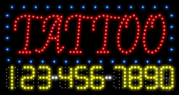 Tattoo with Phone Number Animated LED Sign