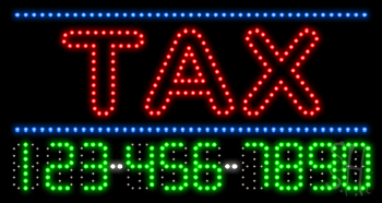 Red Tax with Phone Number Animated LED Sign
