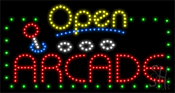 Arcade Open with Border Animated LED Sign