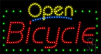 Green Border Open Bicycle Animated LED Sign