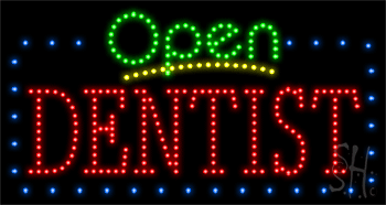 Dentist Open with Border Animated LED Sign