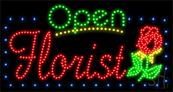 Florist Open with Border Animated LED Sign