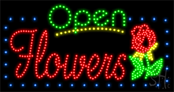 Flowers Open with Border Animated LED Sign