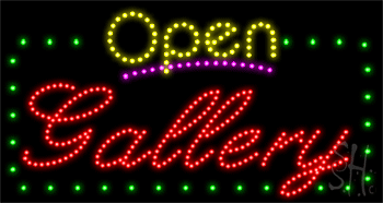 Gallery Open with Border Animated LED Sign