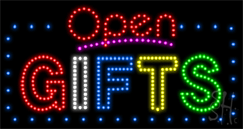 Blue Border Open Gifts Animated LED Sign