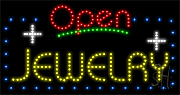 Jewelry Open with Border Animated LED Sign