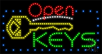 Blue Border Open Keys Animated LED Sign