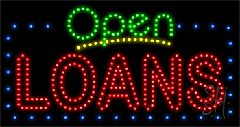 Blue Border Open Loans Animated LED Sign