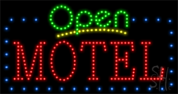 Blue Border Open Motel Animated LED Sign